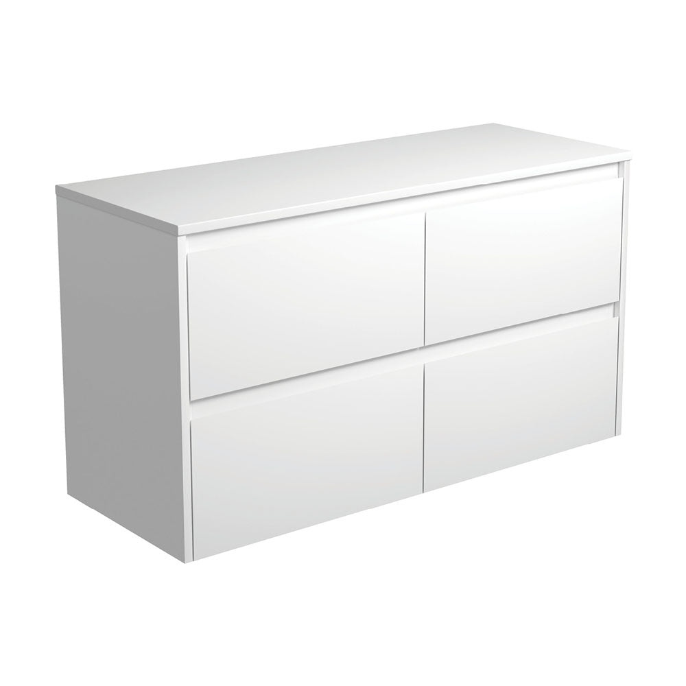 Amato Satin White 1200 Wall-Hung Cabinet, Satin White Panels
