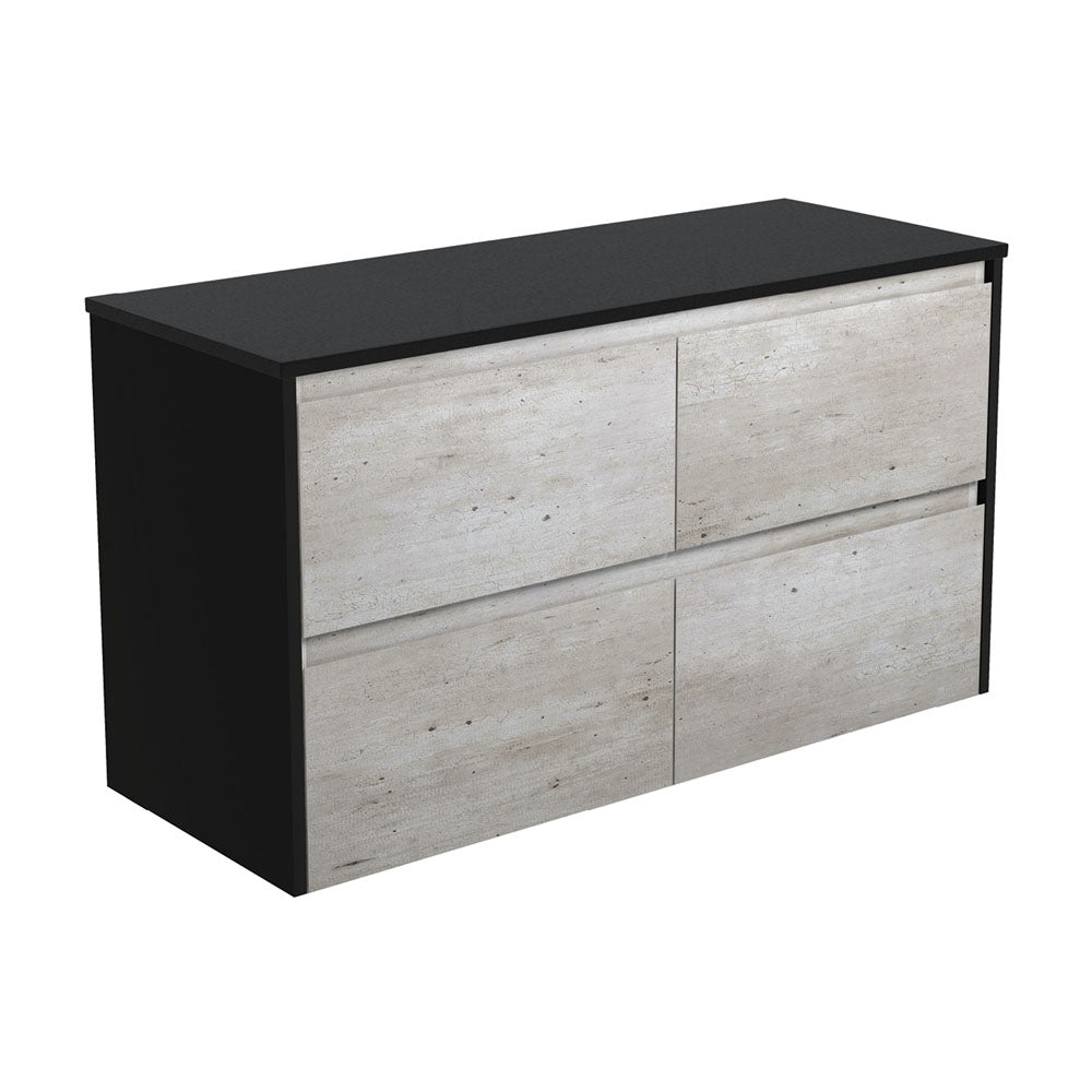 Amato Industrial 1200 Wall-Hung Cabinet, Satin Black Panels