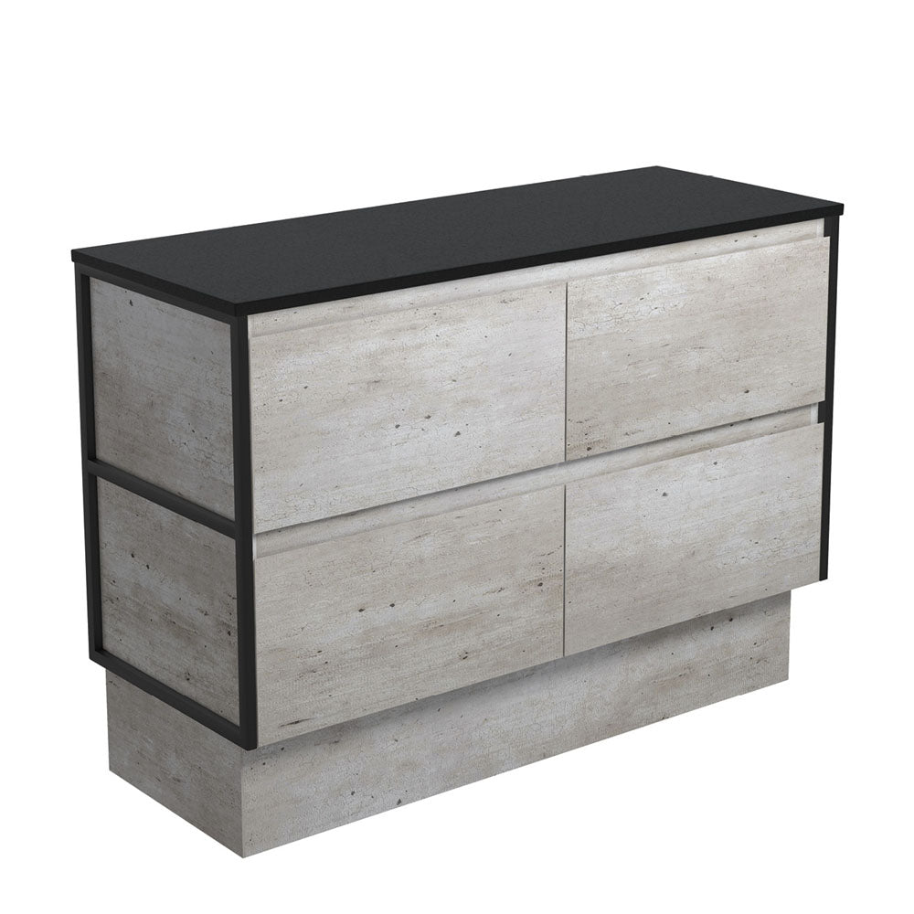 Amato Industrial 1200 Cabinet on Kickboard, Matte Black Frames