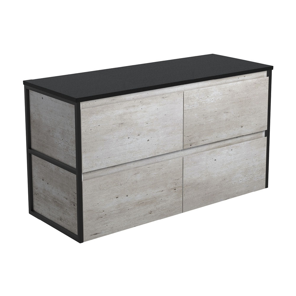 Amato Industrial 1200 Wall-Hung Cabinet, Matte Black Frames