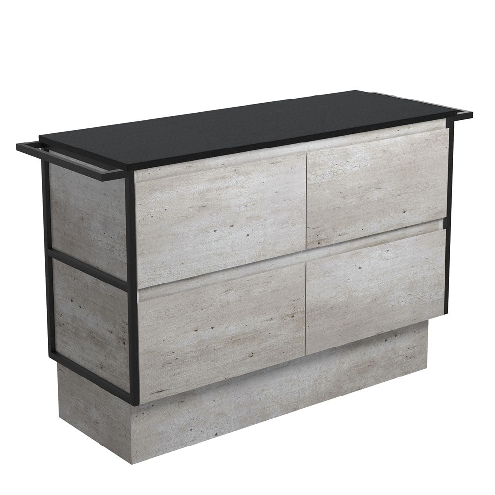Amato Industrial 1200 Cabinet on Kickboard, Matte Black Towel Rails