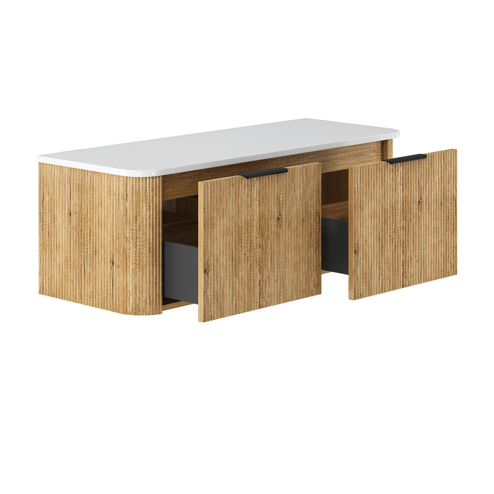 Minka Curved Scandi Oak 1200 Wall Hung Cabinet