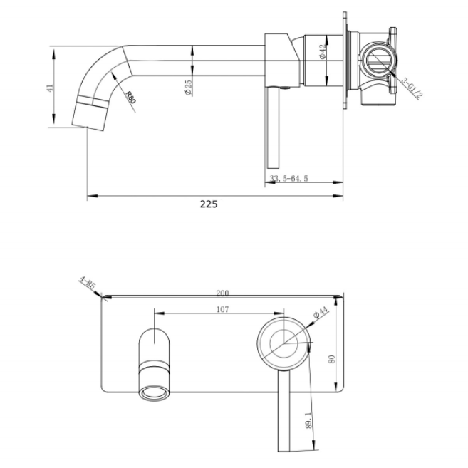 Norico Pentro Matte Black Wall Mixer With Round Spout