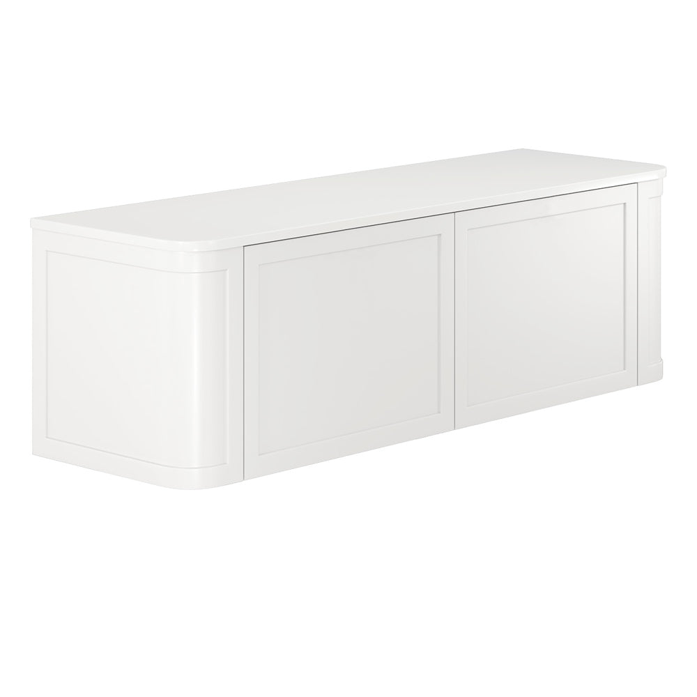 Mila Curved Satin White 1500 Wall Hung Cabinet