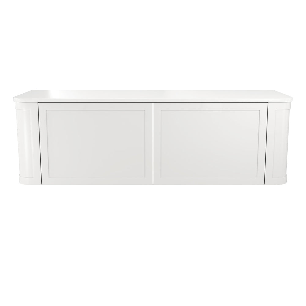 Mila Curved Satin White 1500 Wall Hung Cabinet
