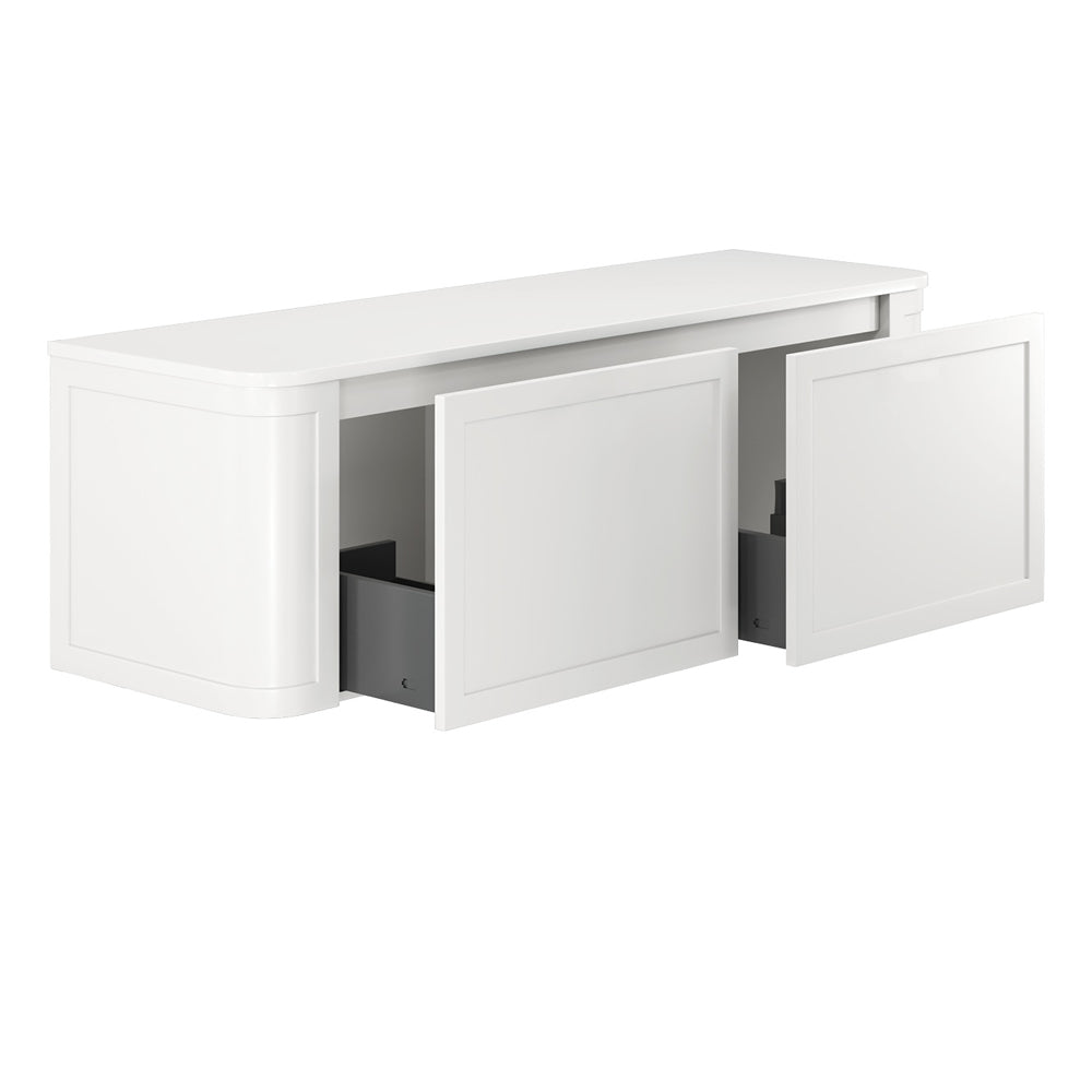 Mila Curved Satin White 1500 Wall Hung Cabinet