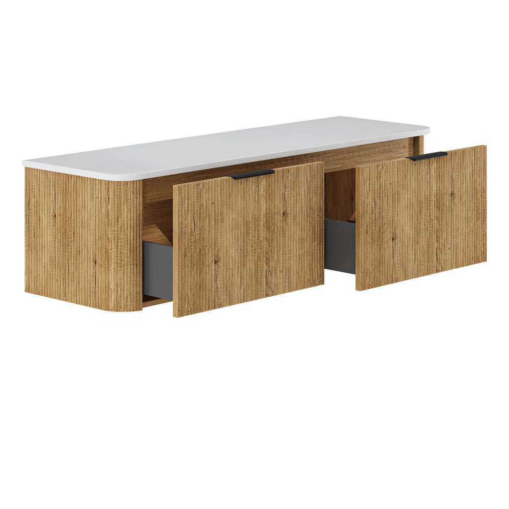 Minka Curved Scandi Oak 1500 Wall Hung Cabinet