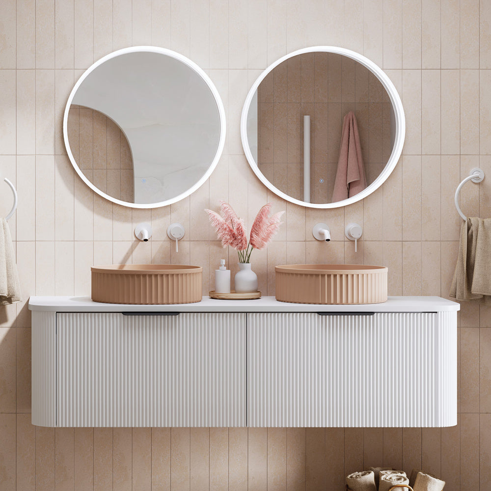 Minka Curved Satin White 1500 Wall Hung Cabinet