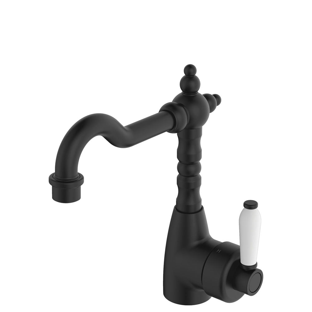 Eleanor Shepherds Crook Basin Mixer - Matte Black / Ceramic