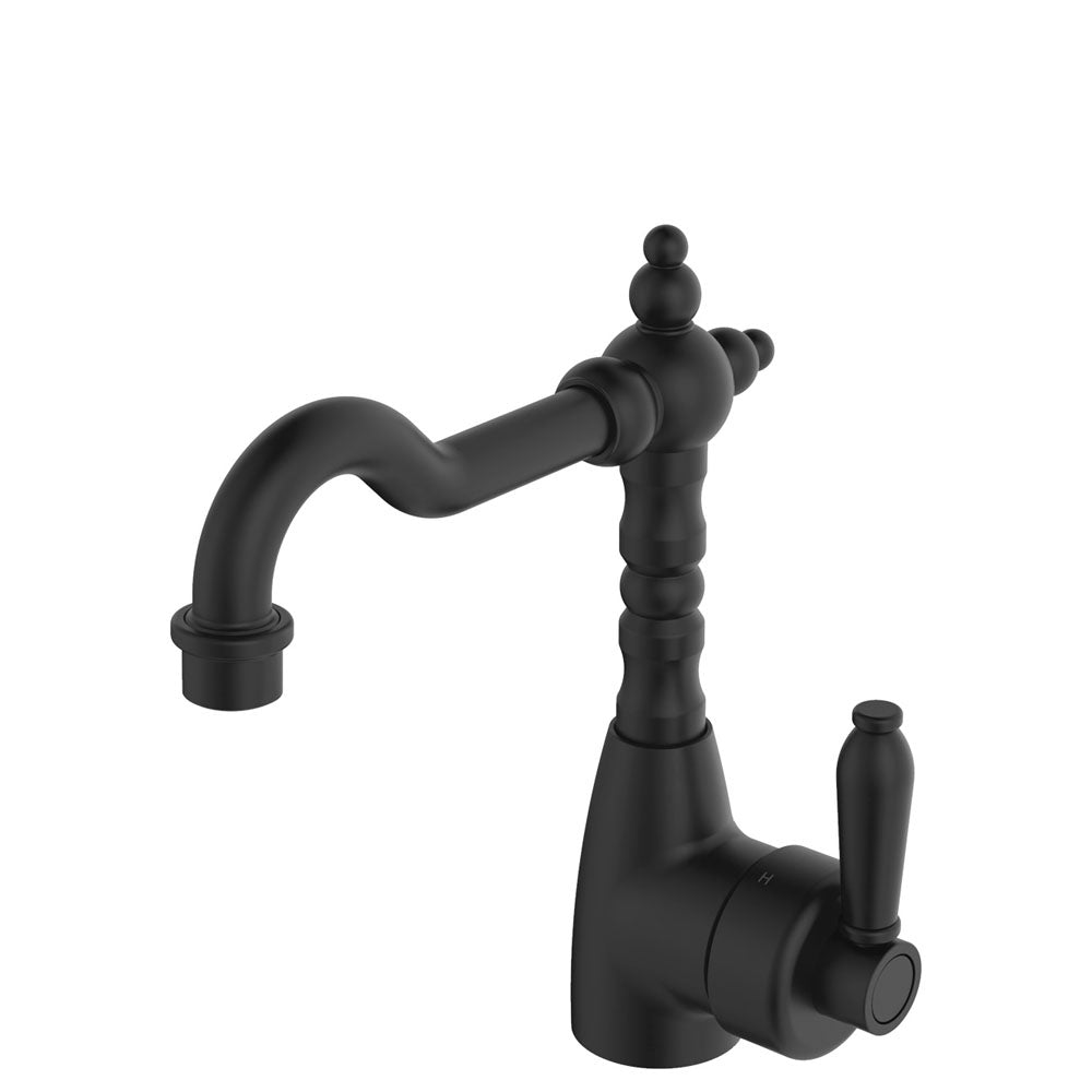 Eleanor Shepherds Crook Basin Mixer - Matte Black / Matte Black