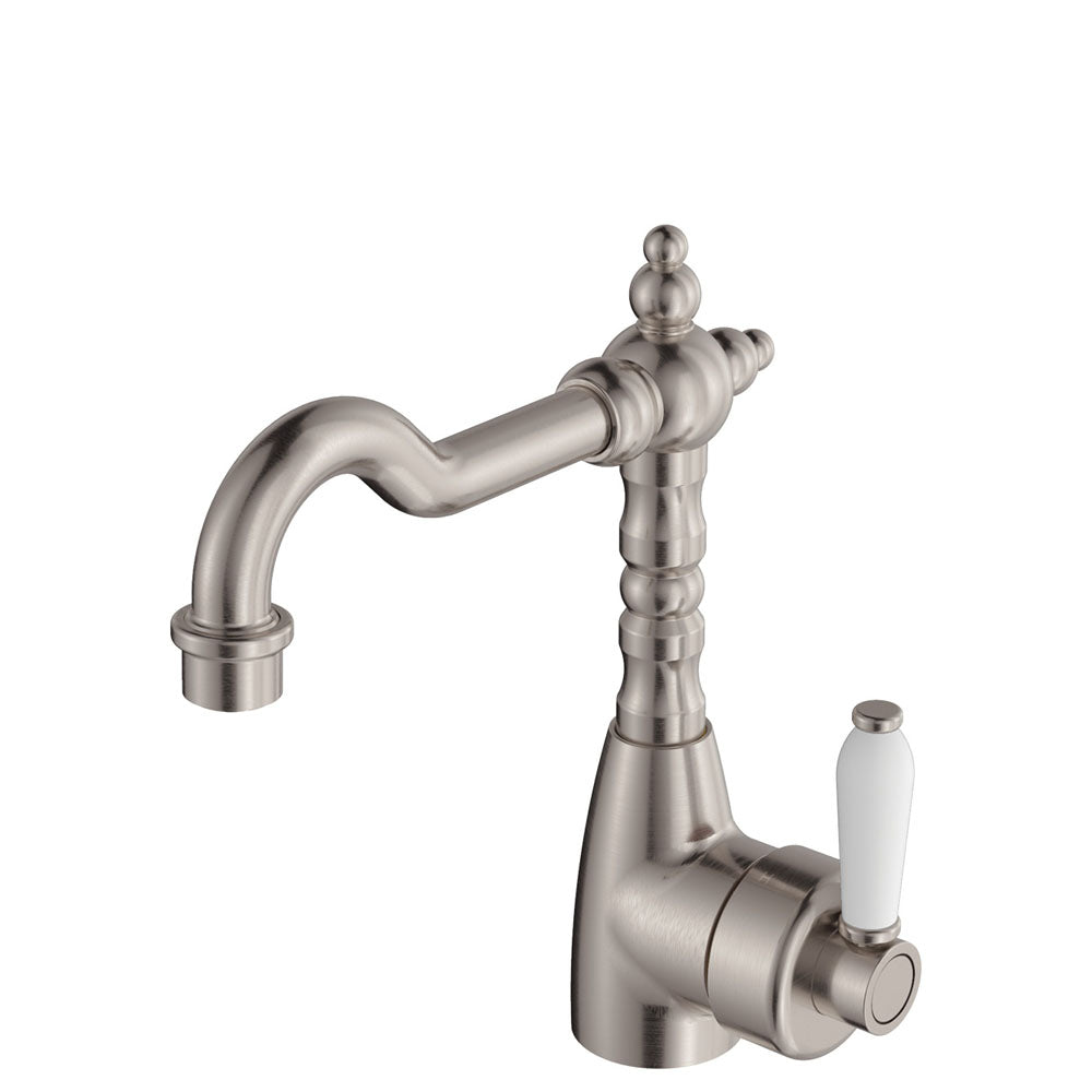 Eleanor Shepherds Crook Basin Mixer - Brushed Nickel / Ceramic