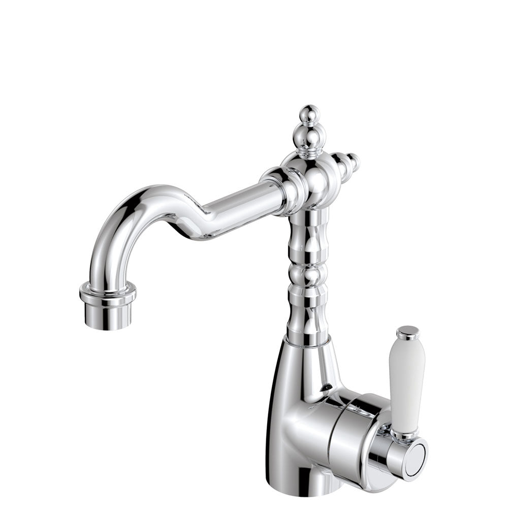 Eleanor Shepherds Crook Basin Mixer - Chrome / Ceramic