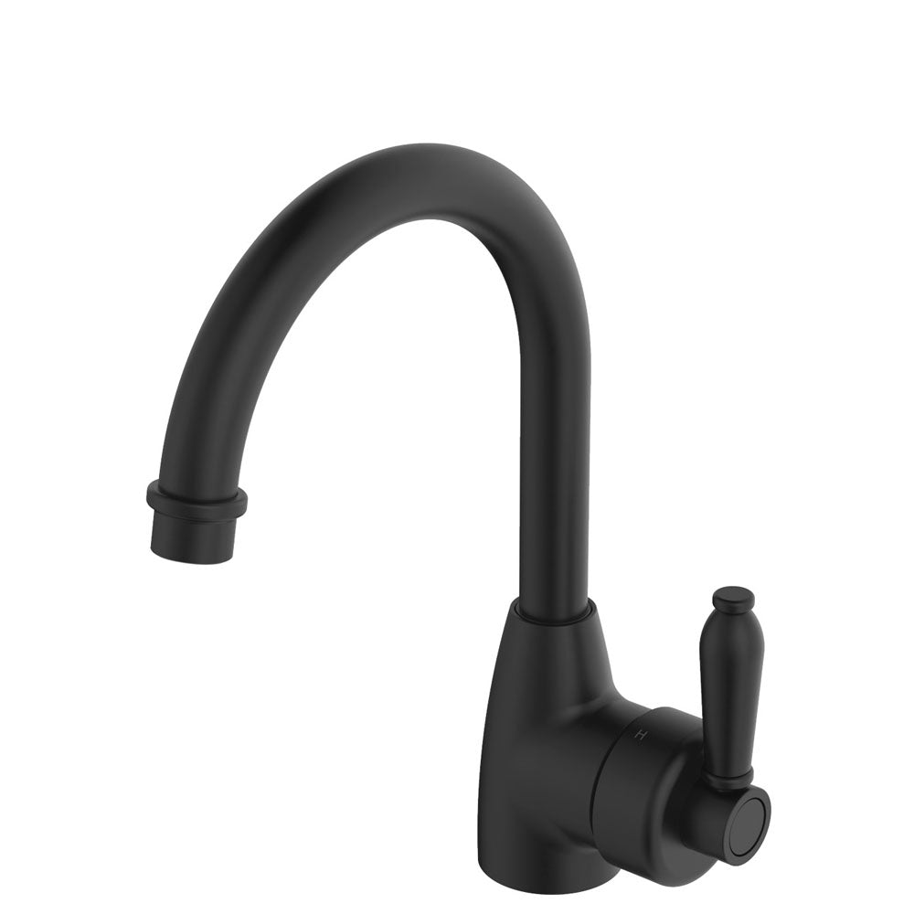 Eleanor Gooseneck Basin Mixer - Matte Black / Matte Black