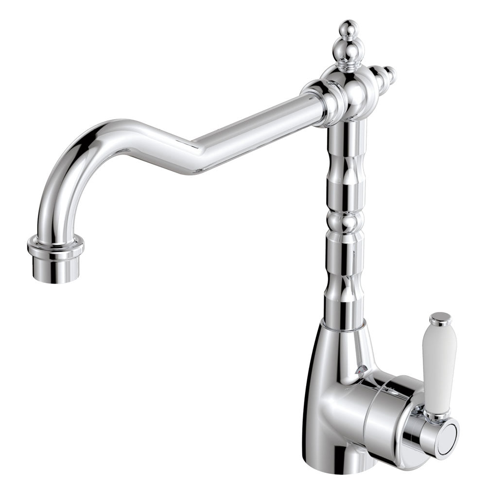 Eleanor Shepherds Crook Sink Mixer - Chrome / Ceramic