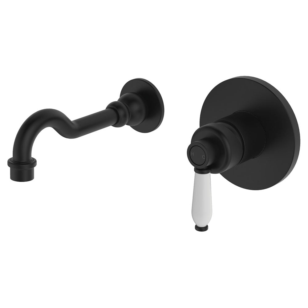Eleanor Wall Basin/Bath Mixer Set - Matte Black / Ceramic