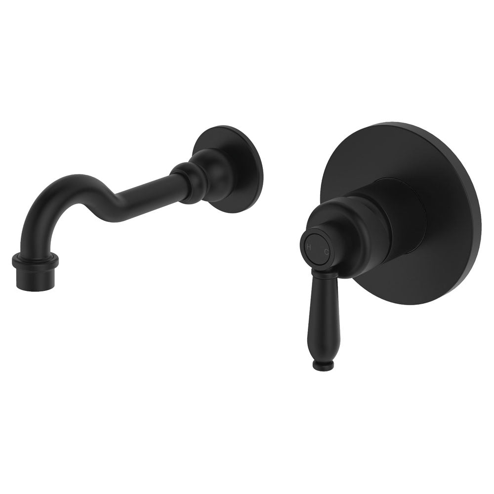 Eleanor Wall Basin/Bath Mixer Set - Matte Black / Matte Black
