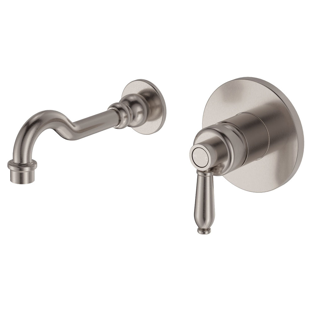 Eleanor Wall Basin/Bath Mixer Set - Brushed Nickel / Brushed Nickel