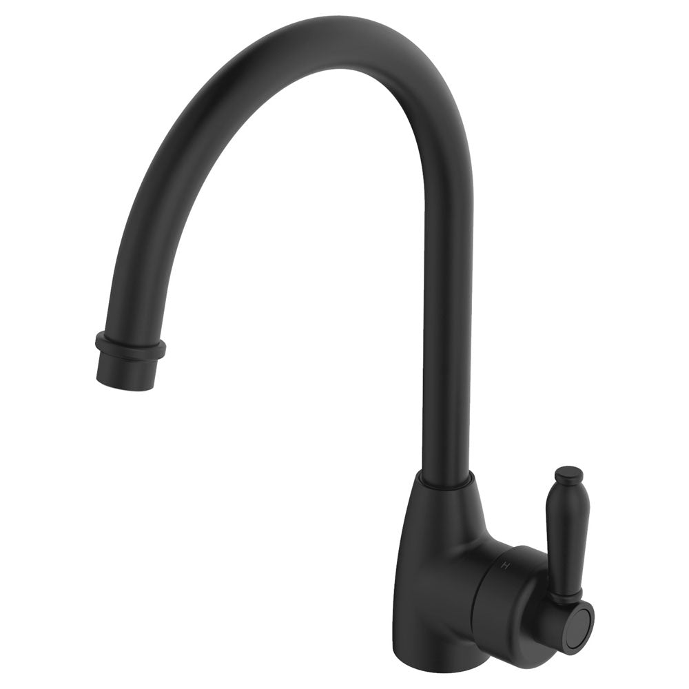 Eleanor Gooseneck Sink Mixer - Matte Black / Matte Black