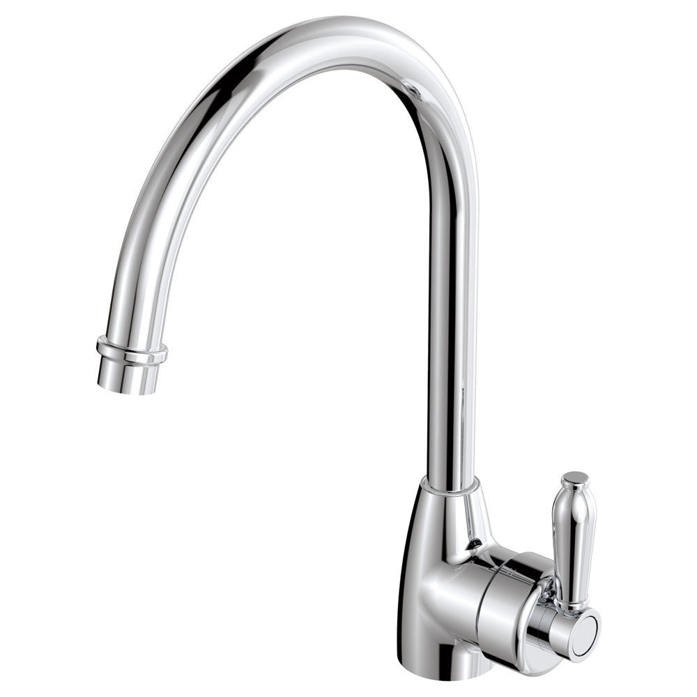 Eleanor Gooseneck Sink Mixer - Chrome / Ceramic