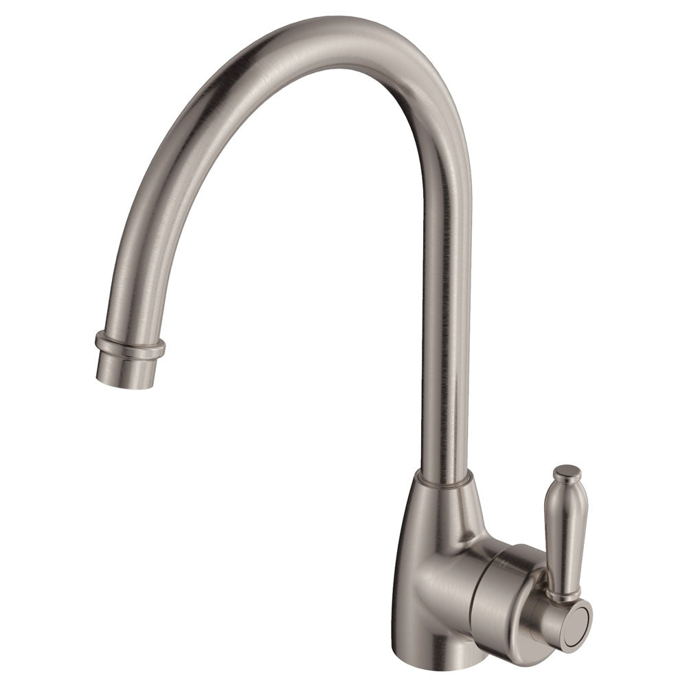 Eleanor Gooseneck Sink Mixer - Brushed Nickel / Brushed Nickel
