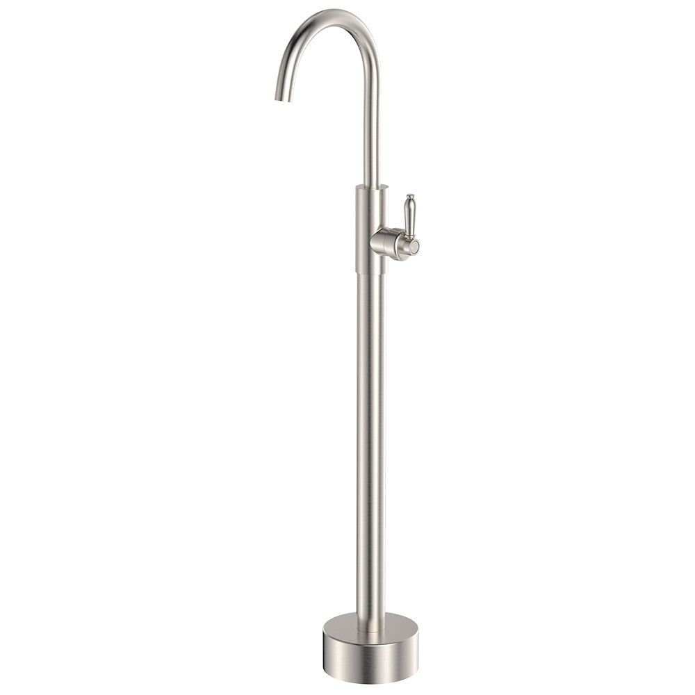 Eleanor Floor Mounted Basin/Bath Mixer - Brushed Nickel / Brushed Nickel
