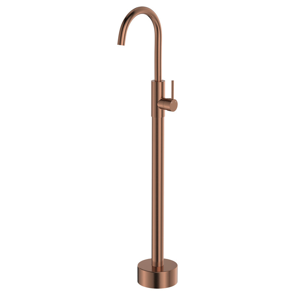 Kaya Floor Mounted Bath Mixer - Brushed Copper
