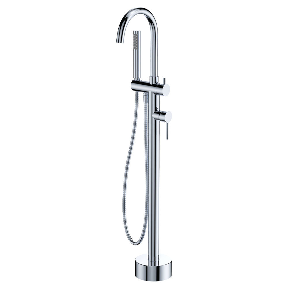 Kaya Floor Mounted Bath Mixer With Hand Shower - Chrome