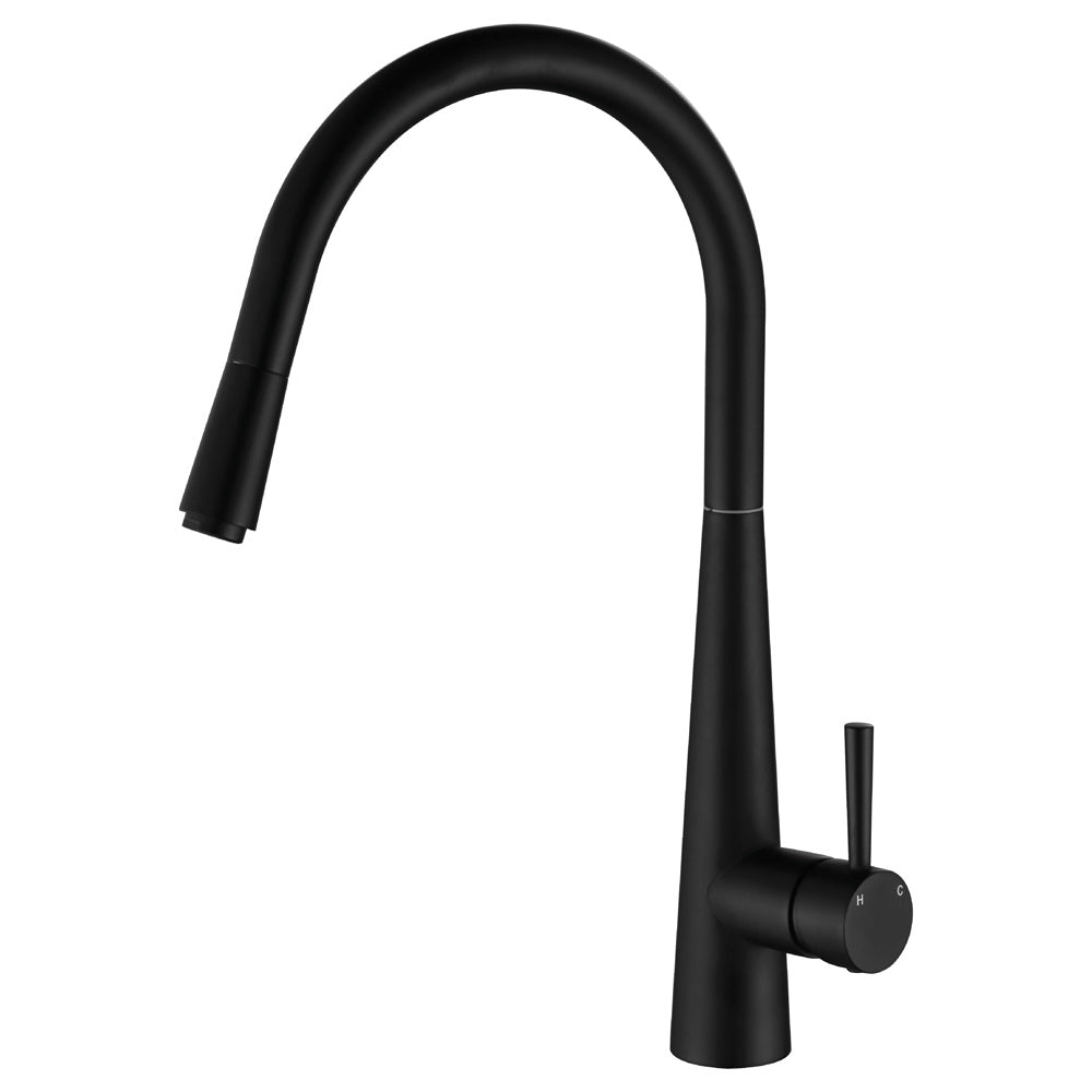 Hustle Deluxe Gooseneck Pull-Out Kitchen Mixer - Matte Black