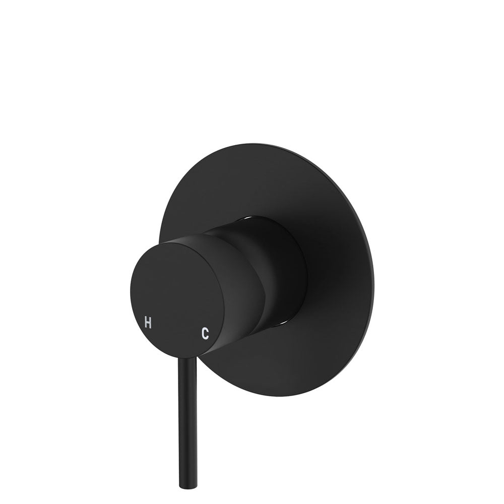 Kaya Wall Mixer, Large Round Plate - Matte Black