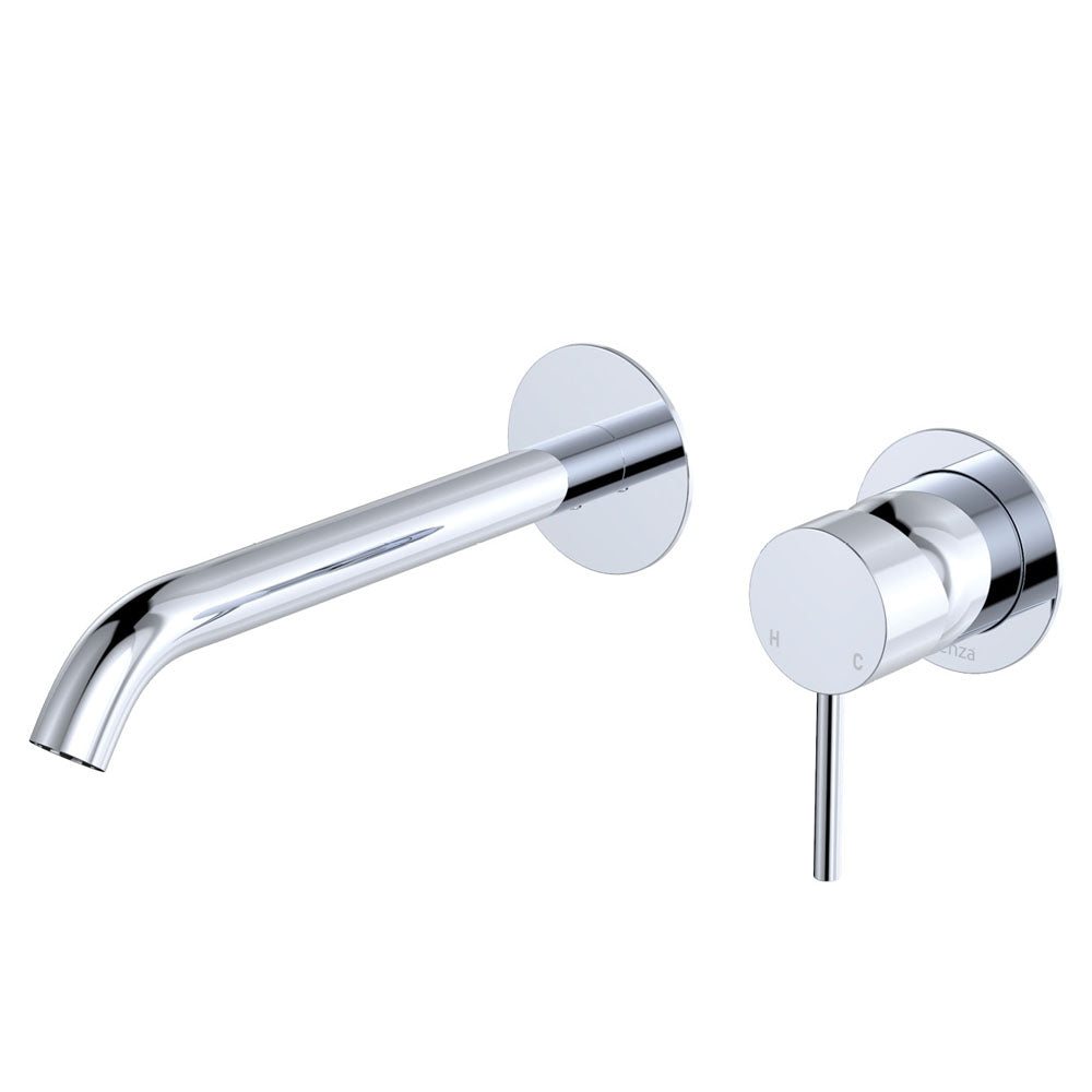 Kaya Basin/Bath Wall Mixer Set, Round Plates, 200mm Outlet - Chrome