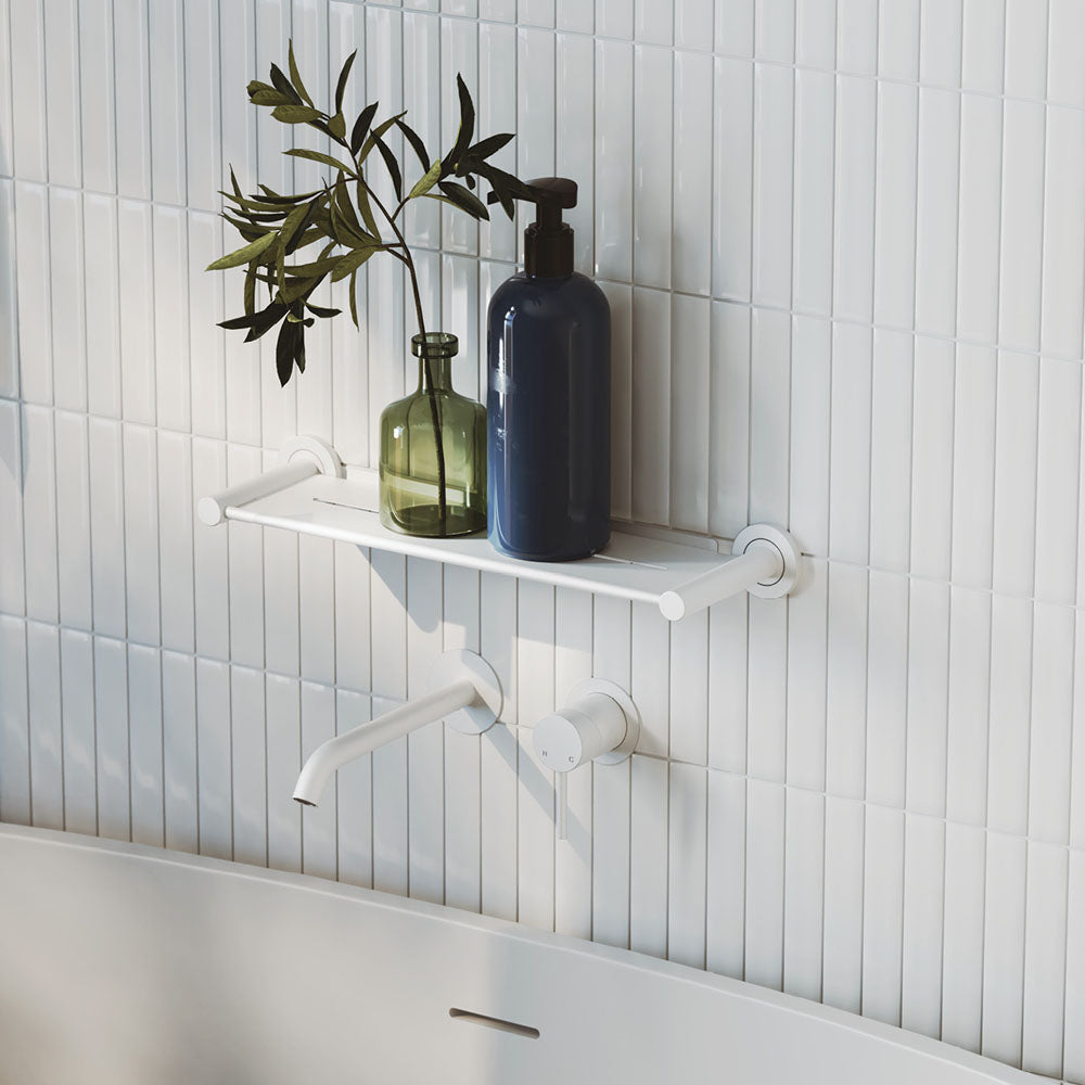 Kaya Basin/Bath Wall Mixer Set, Round Plates, 200mm Outlet - Chrome