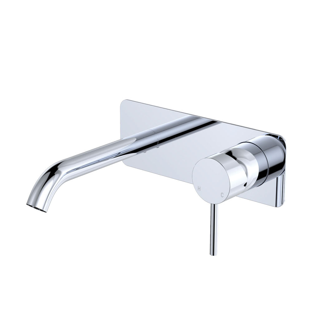 Kaya Basin/Bath Wall Mixer Set, Rectangular Plate, 160mm Outlet - Chrome