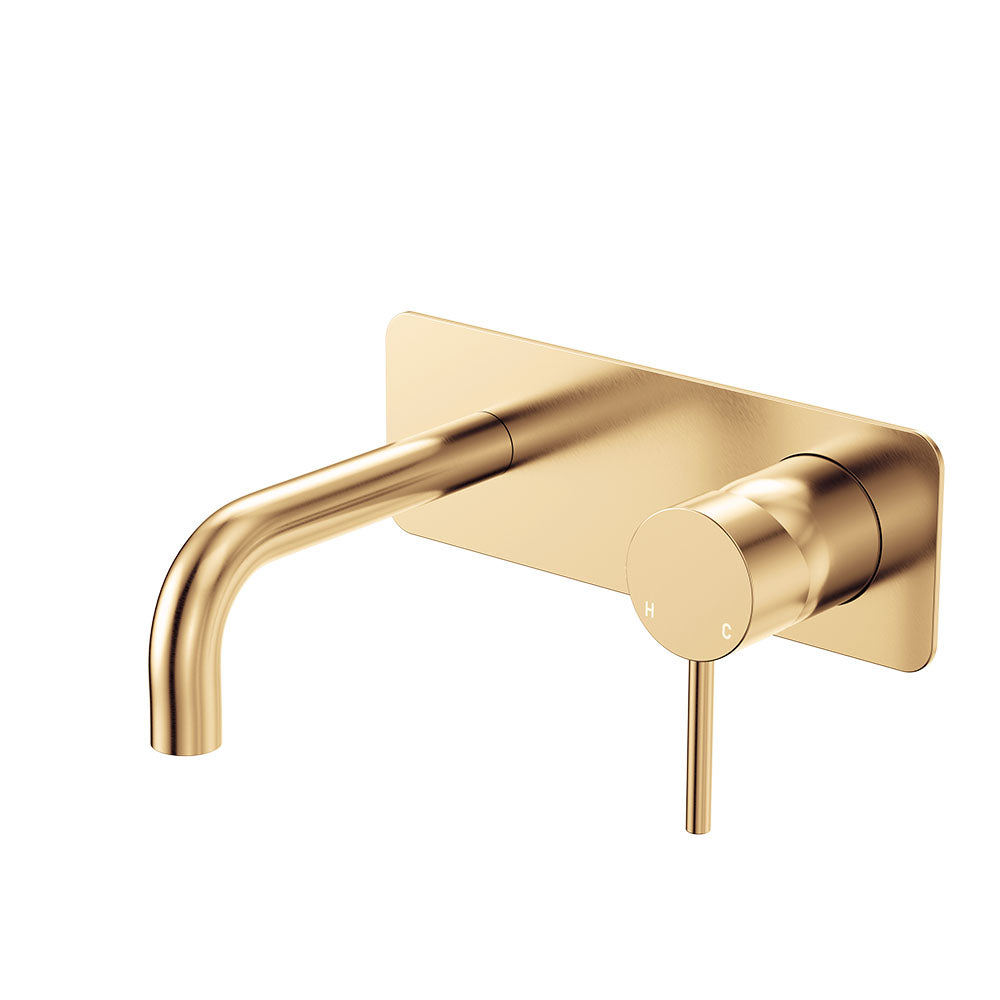 Kaya Basin/Bath Wall Mixer Set, Rectangular Plates, 130mm Outlet - Urban Brass
