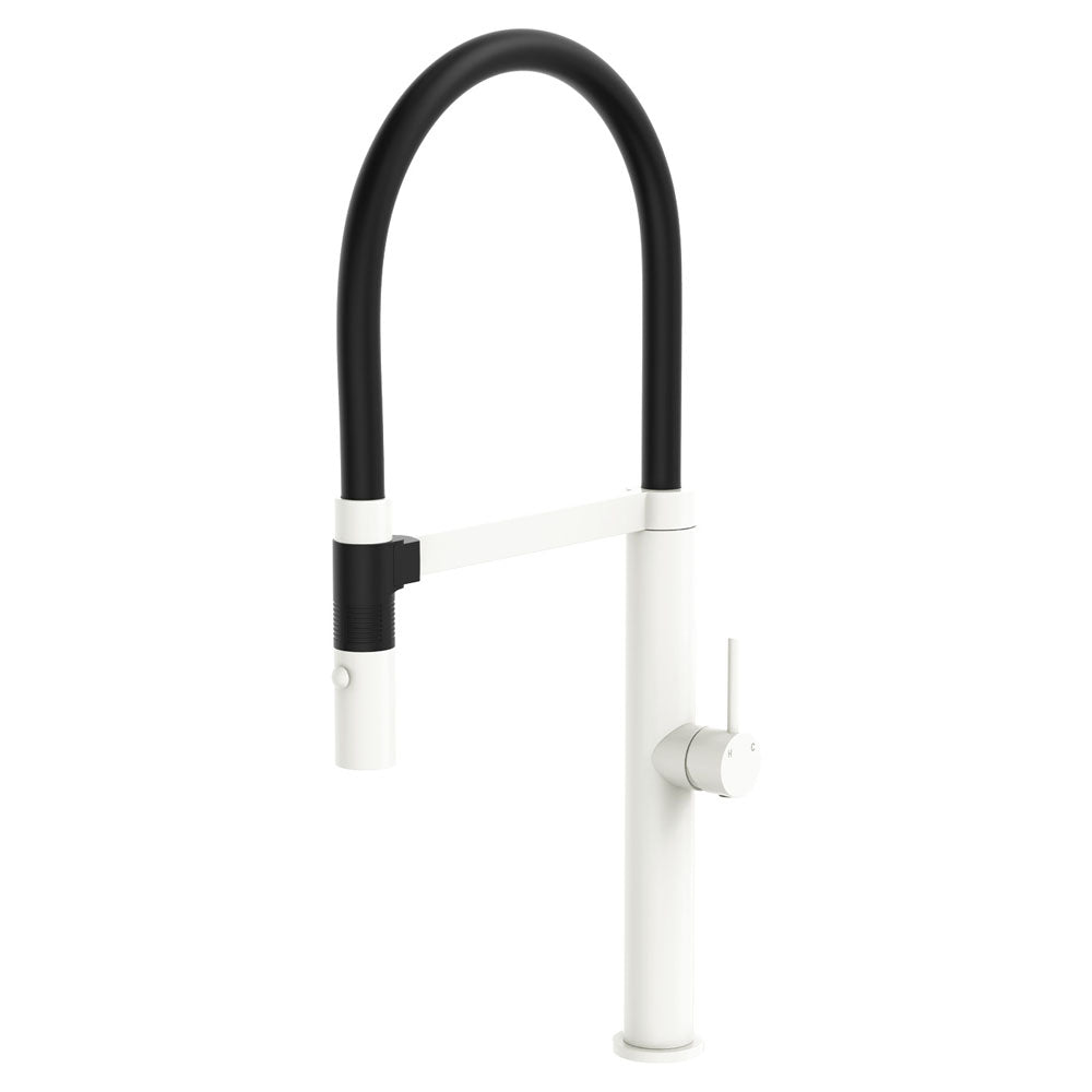 Kaya Pull Down Sink Mixer - Matte White Mixed