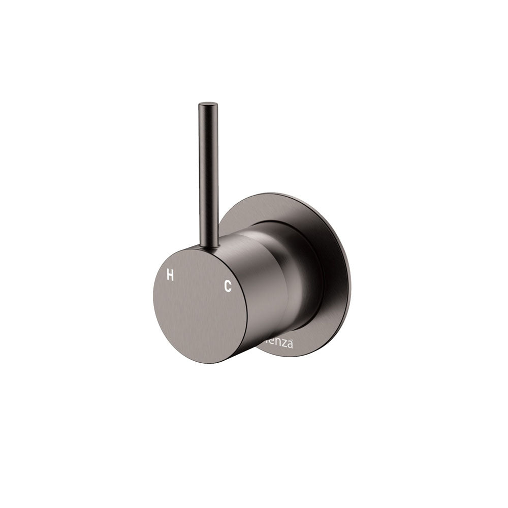 Kaya Up Wall Mixer, Small Round Plate - Gun Metal