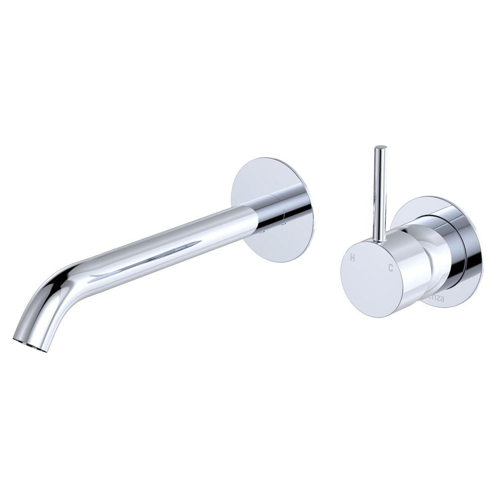 Kaya Up Basin/Bath Wall Mixer Set, Round Plates, 200mm Outlet - Chrome