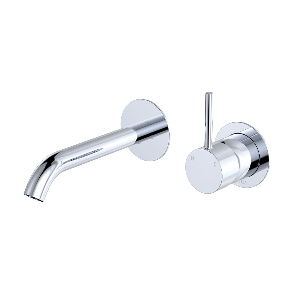 Kaya Up Basin/Bath Wall Mixer Set, Round Plates, 160mm Outlet - Chrome