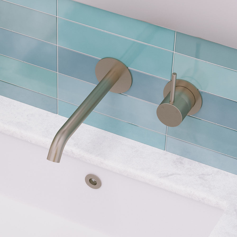 Kaya Up Basin/Bath Wall Mixer Set, Round Plates, 200mm Outlet