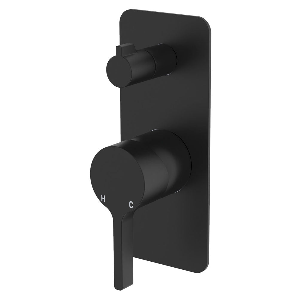 Sansa Wall Diverter Mixer, Rectangular Plate - Matte Black