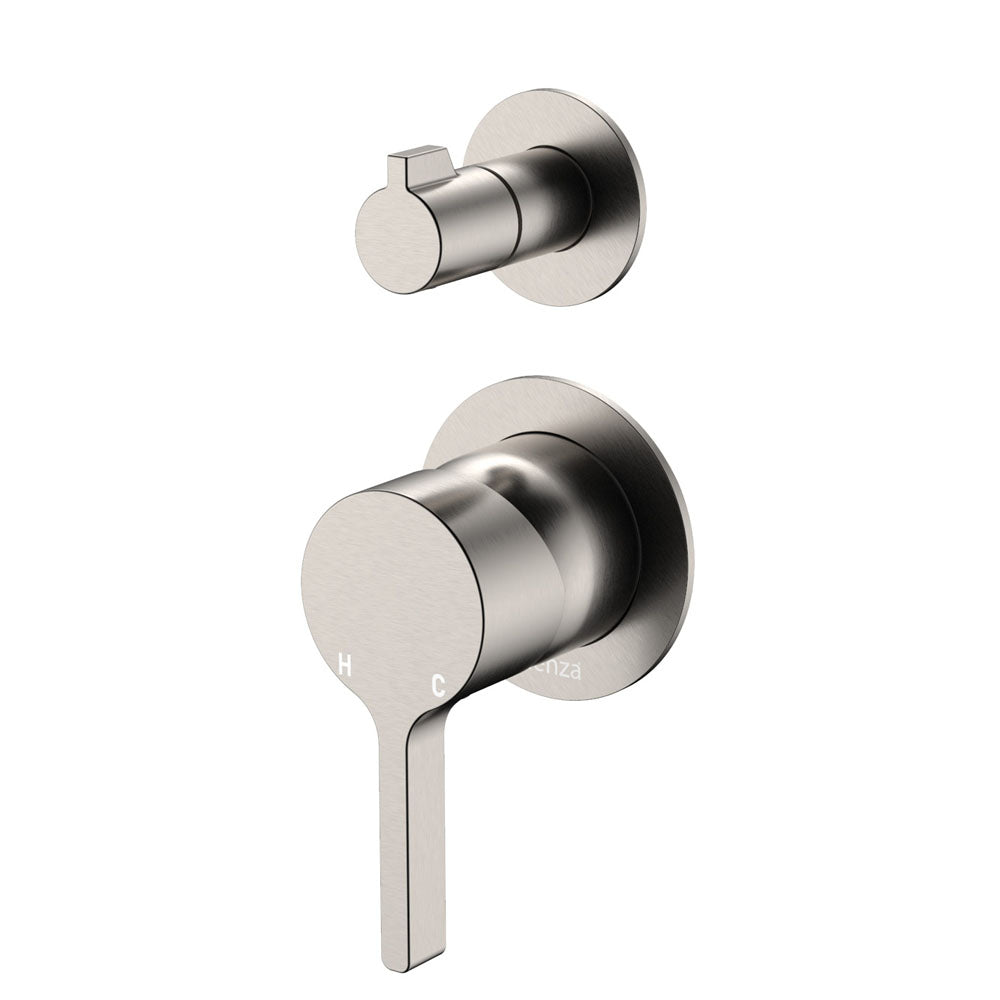 Sansa Wall Diverter Mixer, Small Round Plates - Brushed Nickel