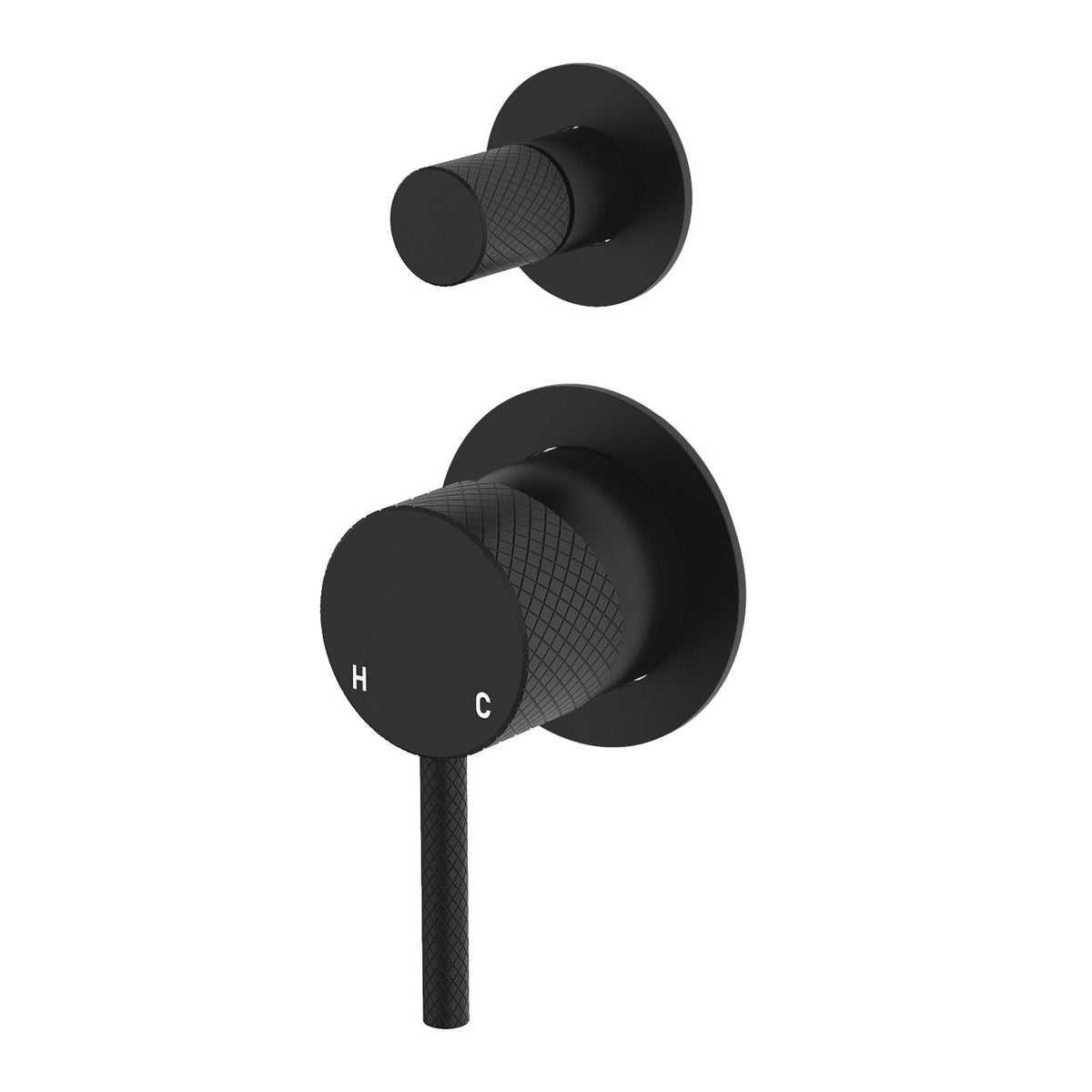 Axle Wall Diverter Mixer, Small Round Plates - Matte Black