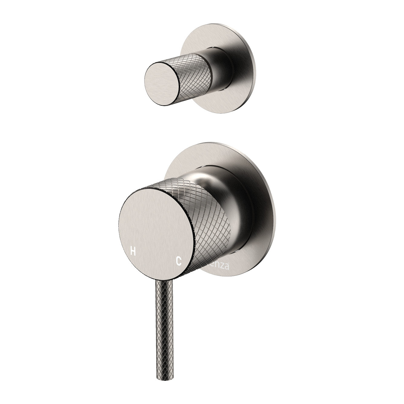 Axle Wall Diverter Mixer, Small Round Plates - Brushed Nickel