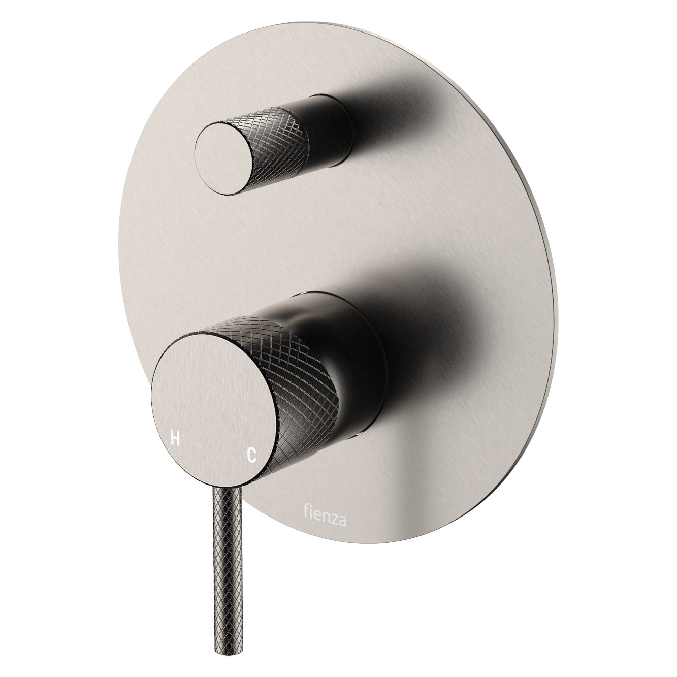 Axle Wall Diverter Mixer, Large Round Plate - Brushed Nickel