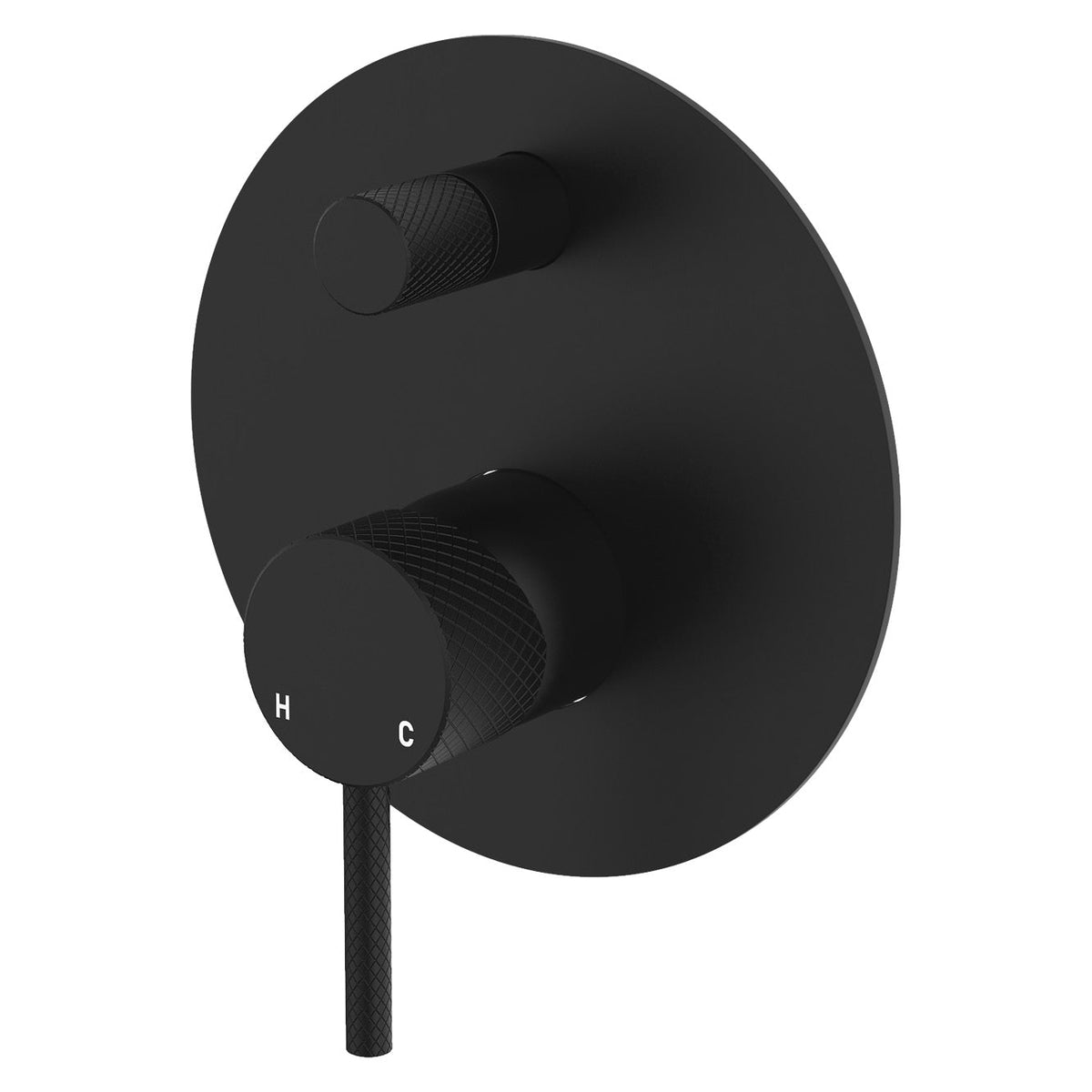 Axle Wall Diverter Mixer, Large Round Plate - Matte Black