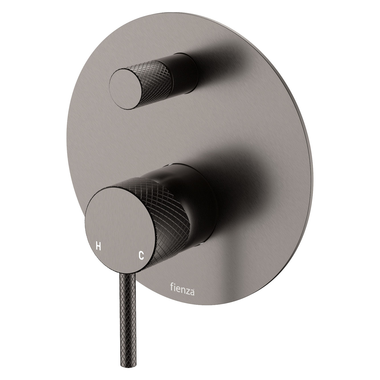 Axle Wall Diverter Mixer, Large Round Plate - Gun Metal