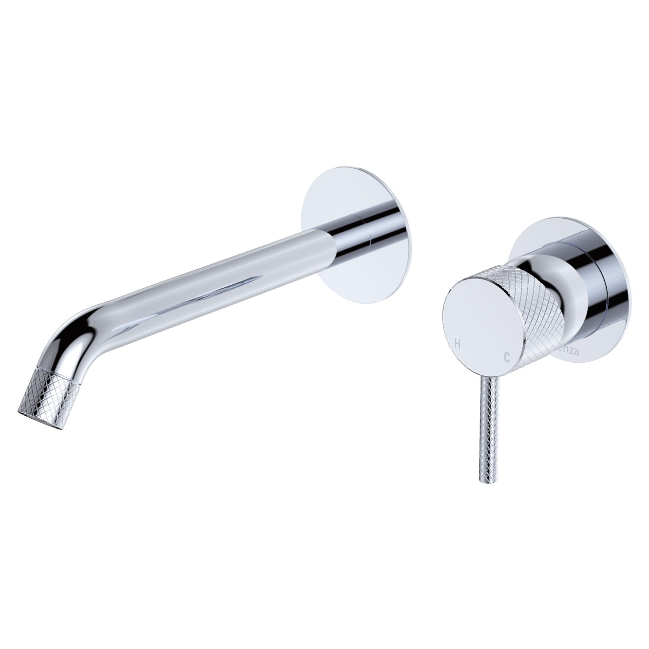 Axle Wall Basin/Bath Mixer Set, Round Plates, 200mm Outlet - Chrome