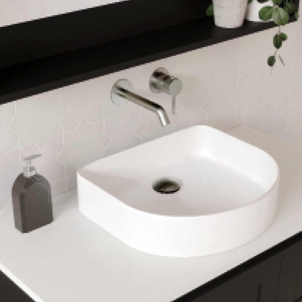 Axle Wall Basin/Bath Mixer Set, Round Plates, 200mm Outlet