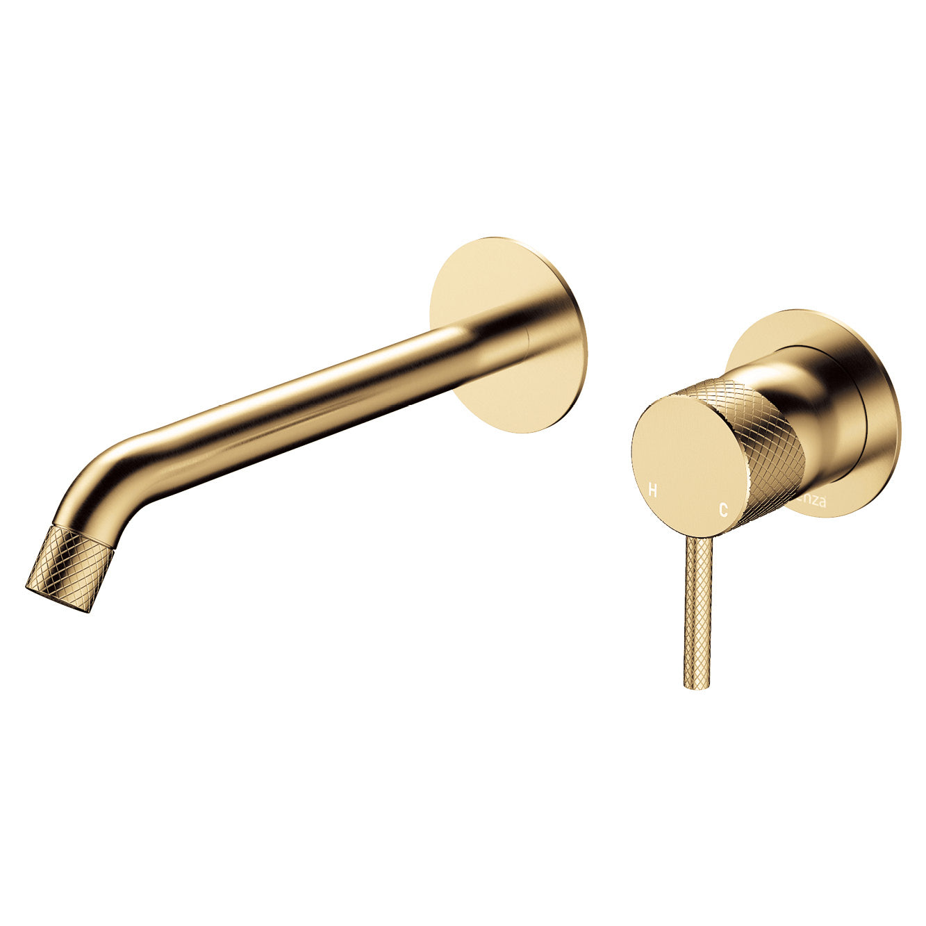 Axle Wall Basin/Bath Mixer Set, Round Plates, 200mm Outlet - Urban Brass