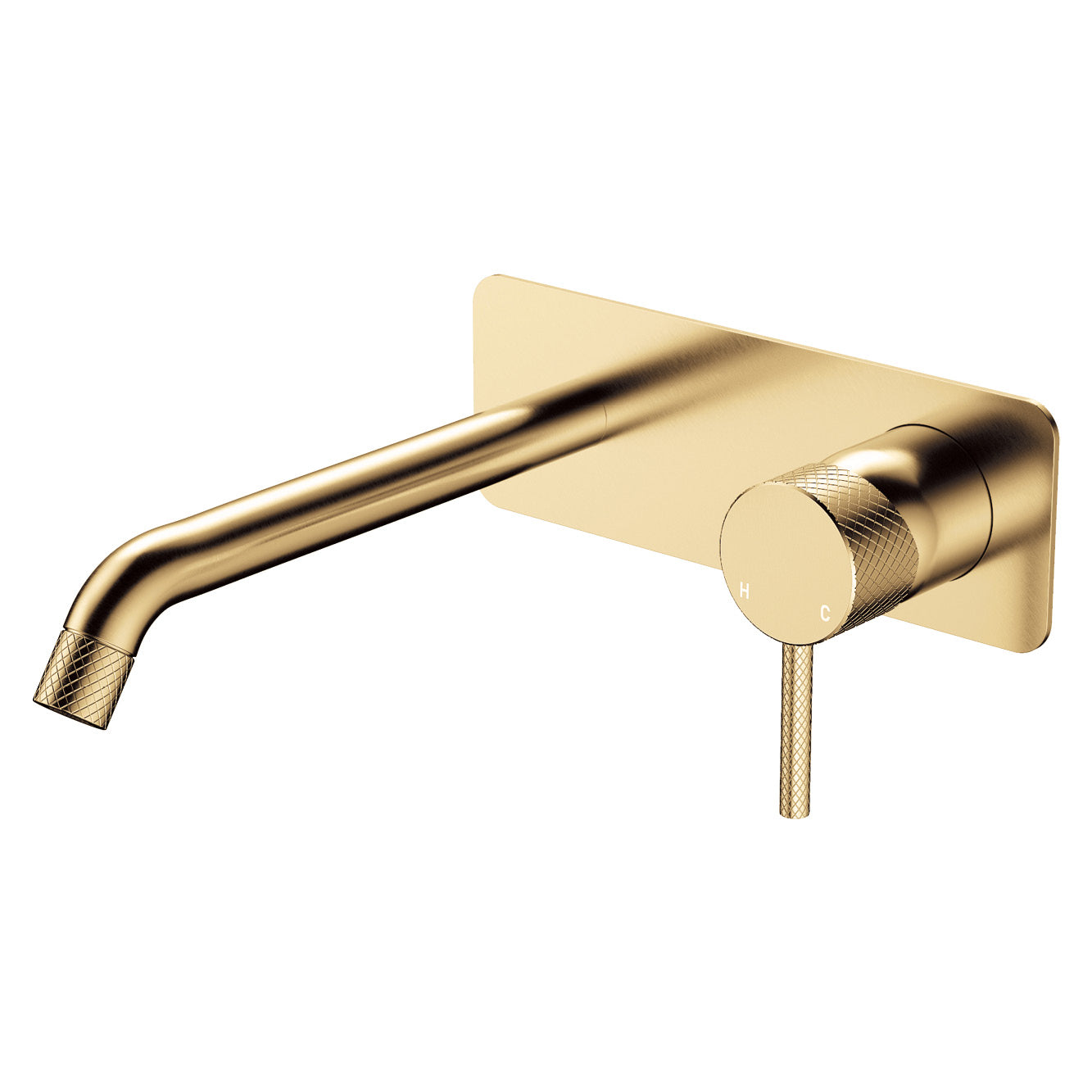 Axle Wall Basin/Bath Mixer Set, Rectangular Plate, 200mm Outlet - Urban Brass