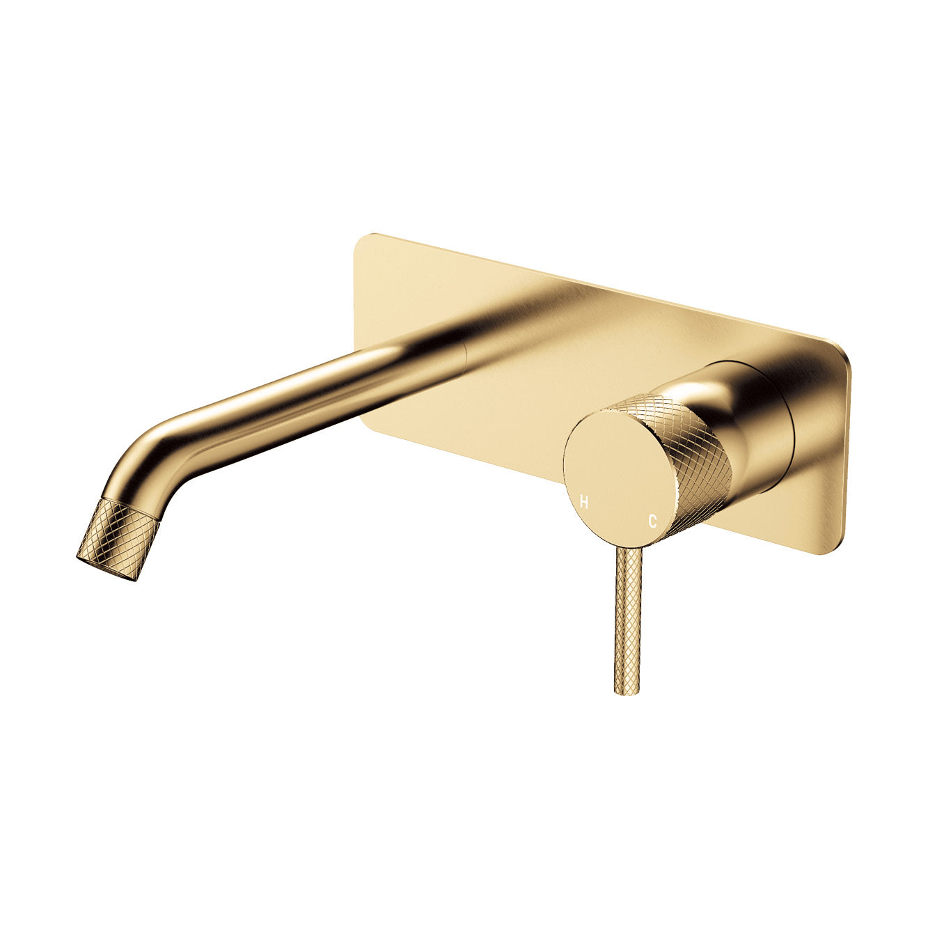 Axle Wall Basin/Bath Mixer Set, Rectangular Plate, 160mm Outlet - Urban Brass